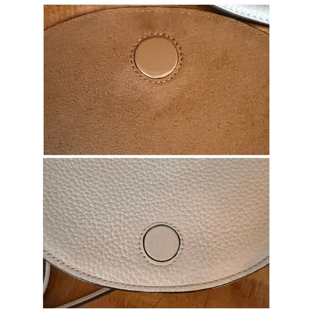 Coach Pebbled Leather Half Moon Saddle Crossbody Bag Chalk Cream Gold Hardware